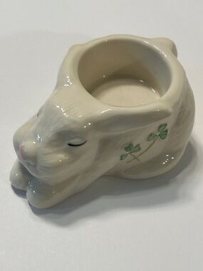 Belleek Shamrock Bunny Candleholder Votive Excellent Condition